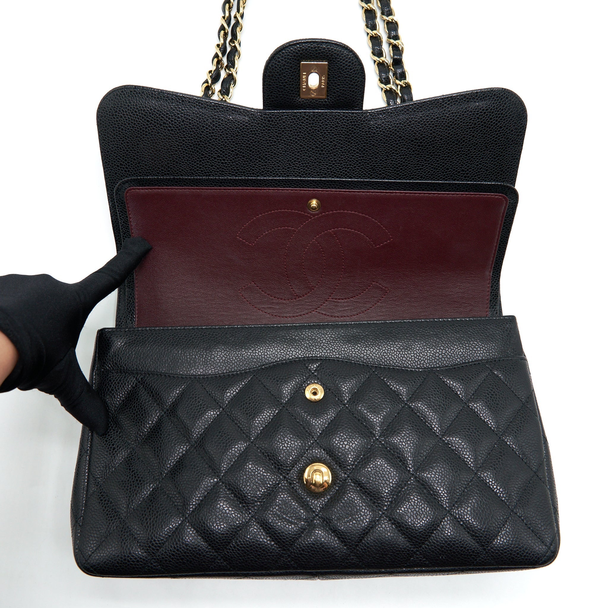 Chanel Classic Jumbo Double Flap Bag Caviar Black L