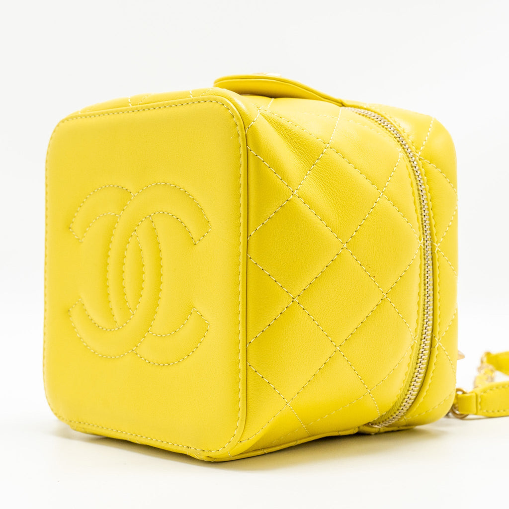 Chanel CC Vanity Case Bag Calfskin Yellow  (Microchip)