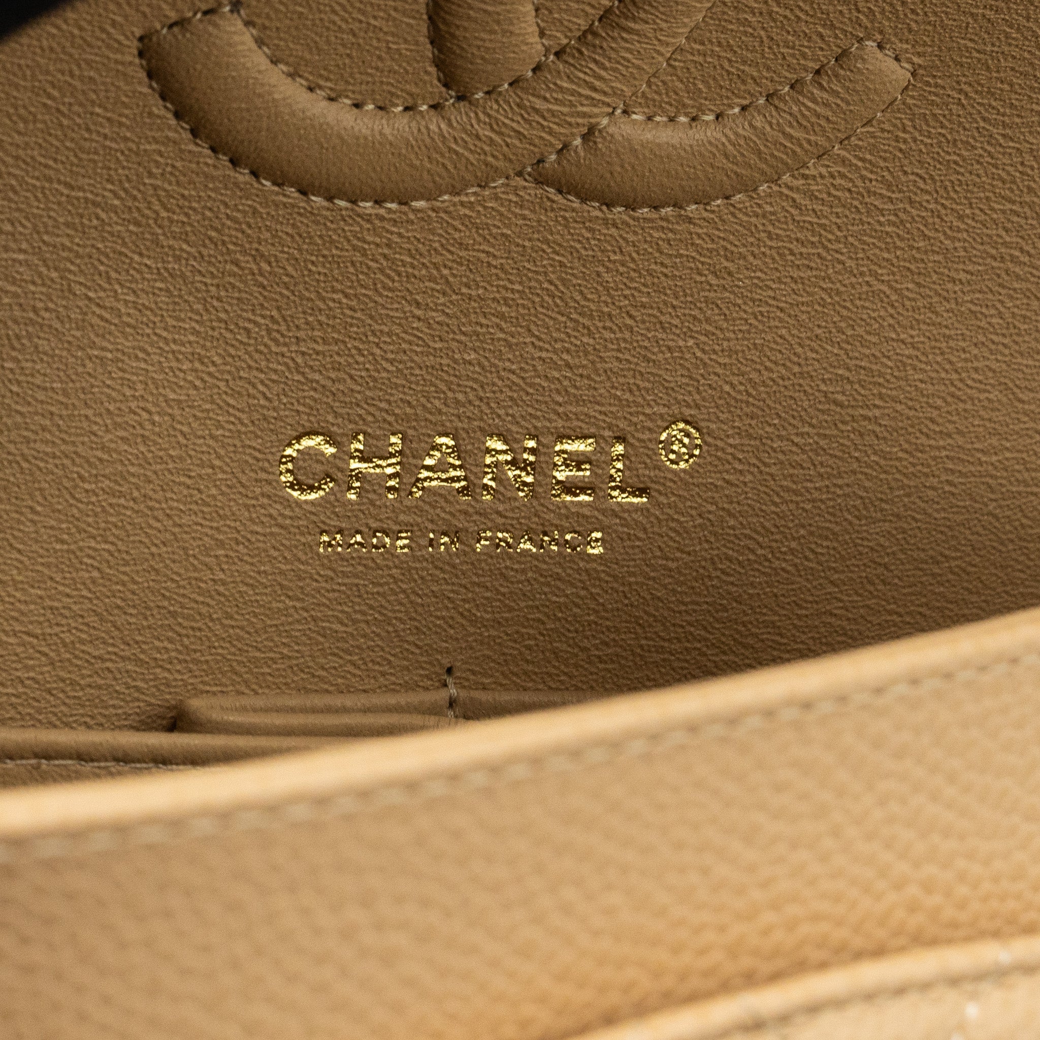 Chanel Medium Classic Double Flap Bag Caviar Beige  (Microchip)