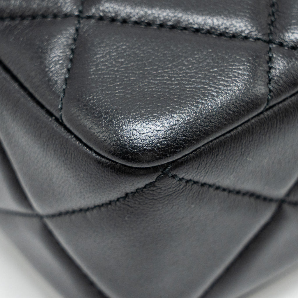 Chanel Quilted Mini Flap Bag with Detailed Chain Lambskin Black  (Microchip)