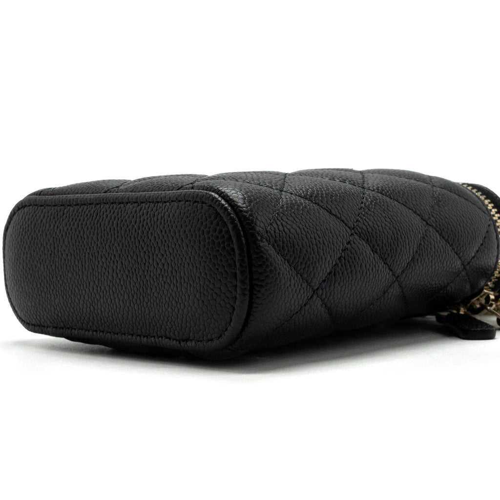 Chanel Vanity Case With Detailed Chain Caviar Black L