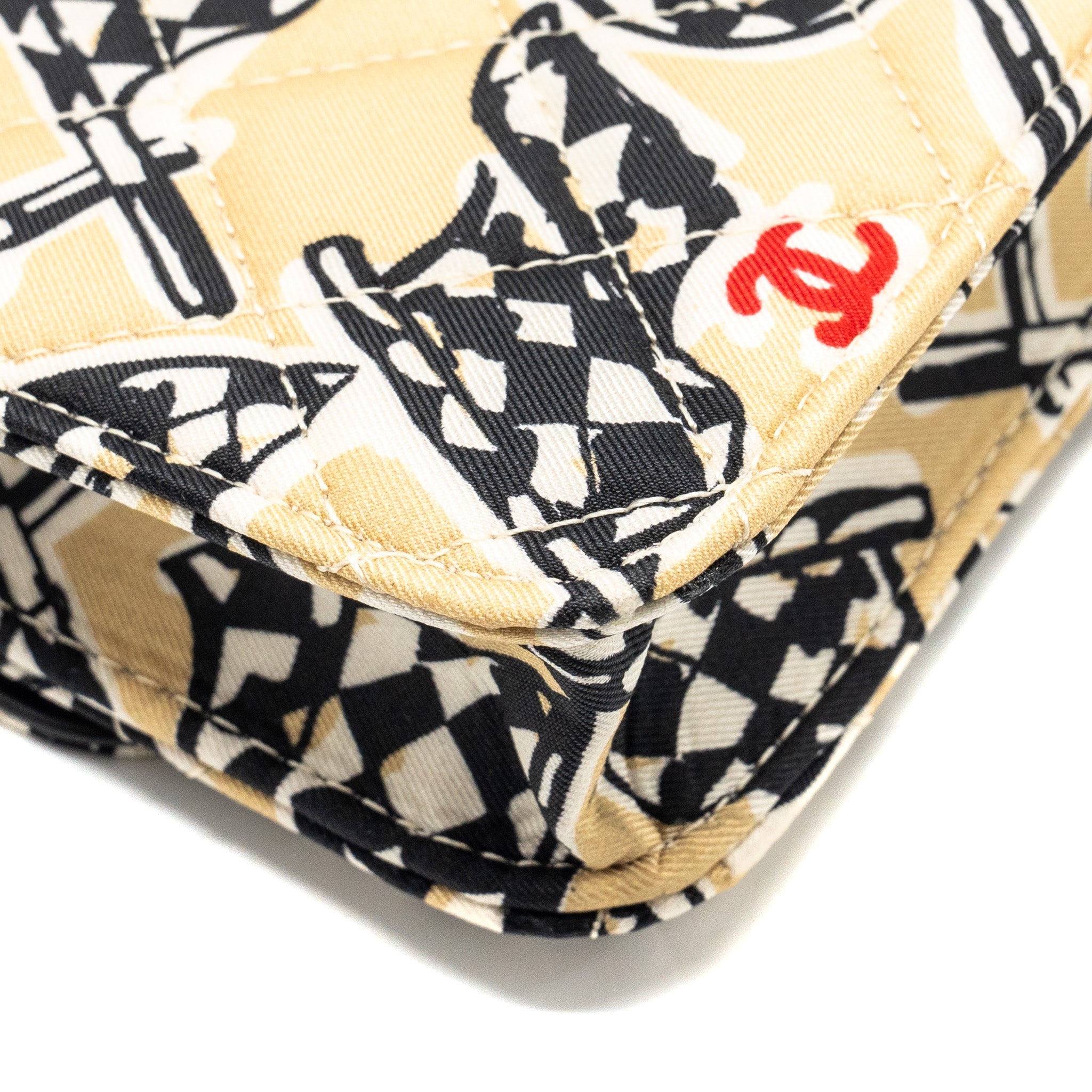 Chanel Mini flap bag Fabric Beige / Multicolour L (microchip)