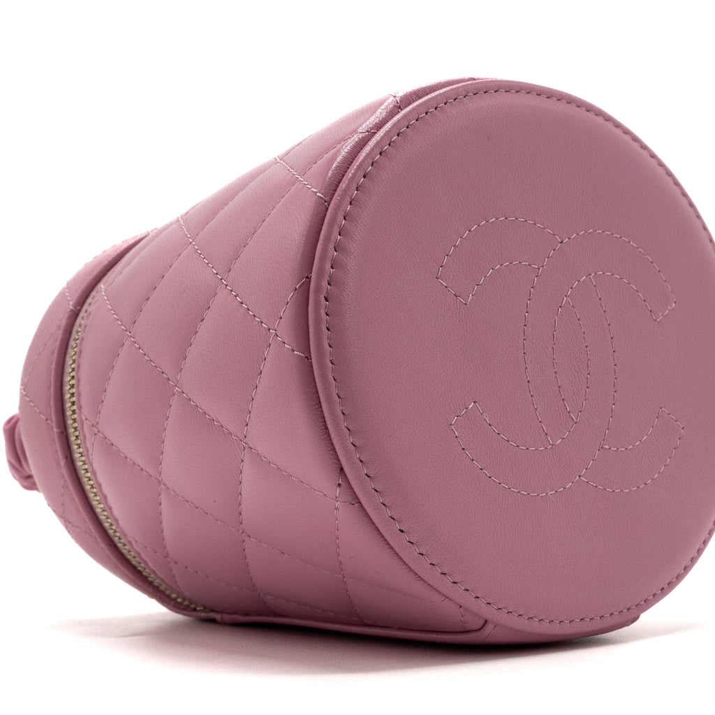Chanel Top Handle Vanity Case Lambskin Pink L