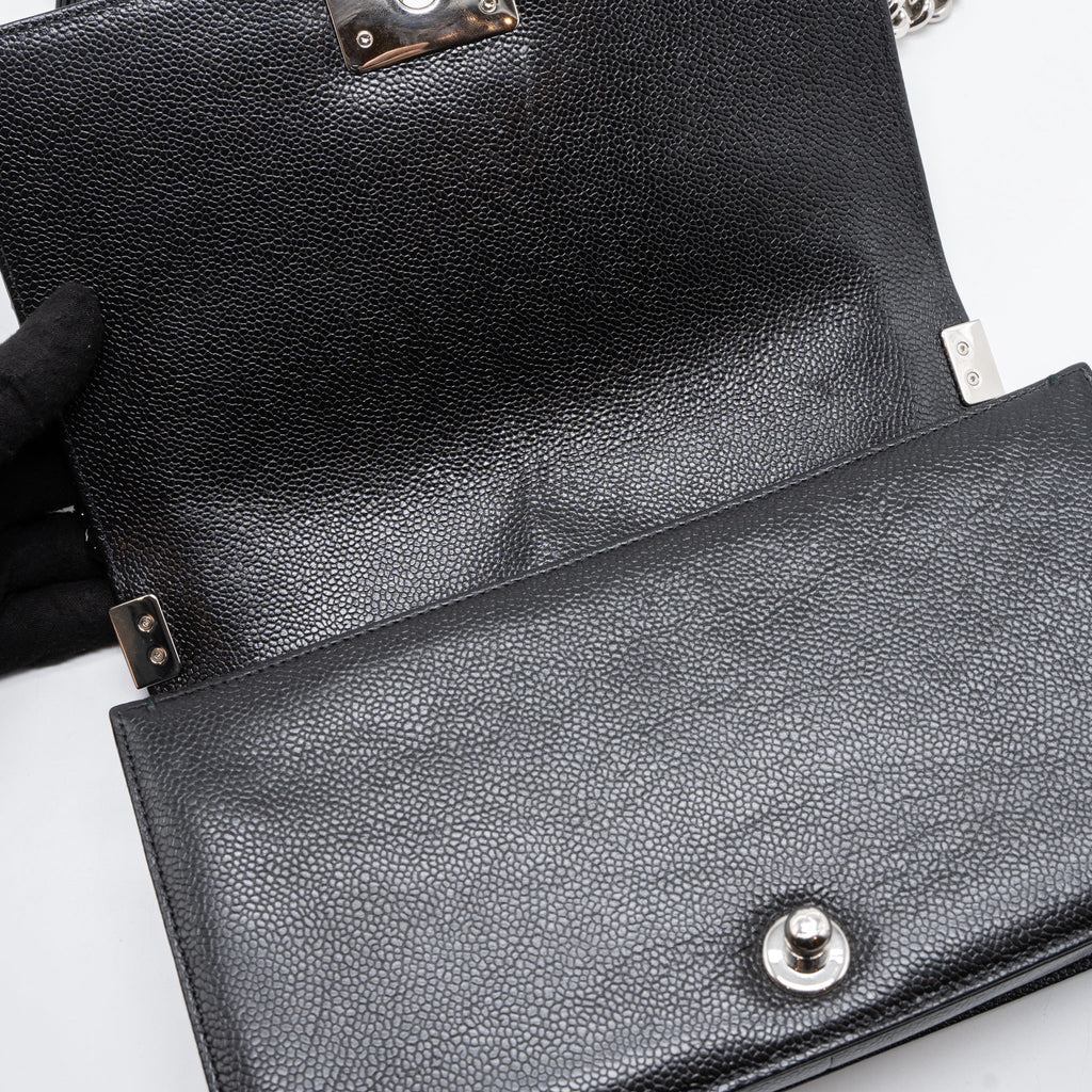 Chanel Medium Boy Bag Chevron Caviar Black
