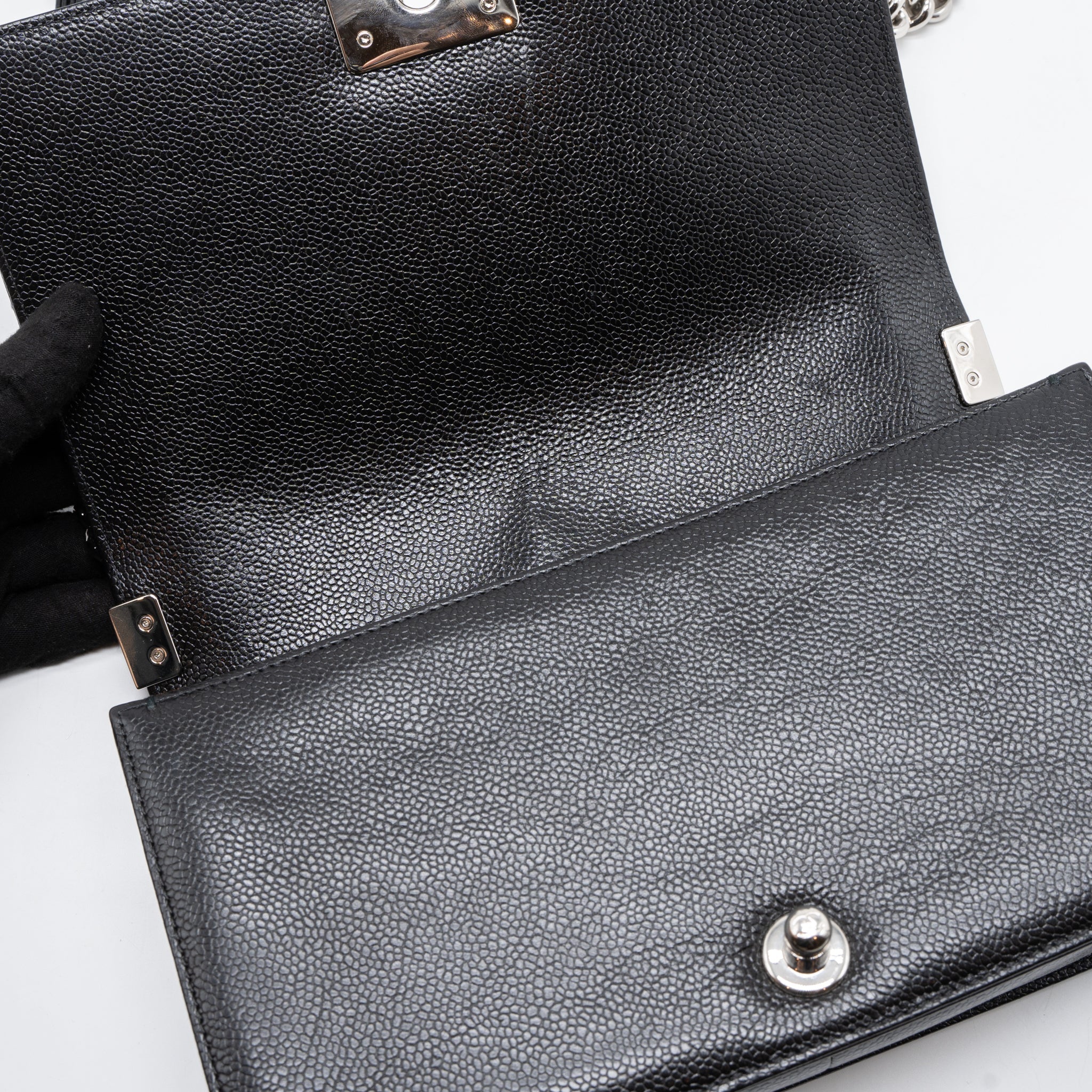 Chanel Medium Boy Bag Chevron Caviar Black