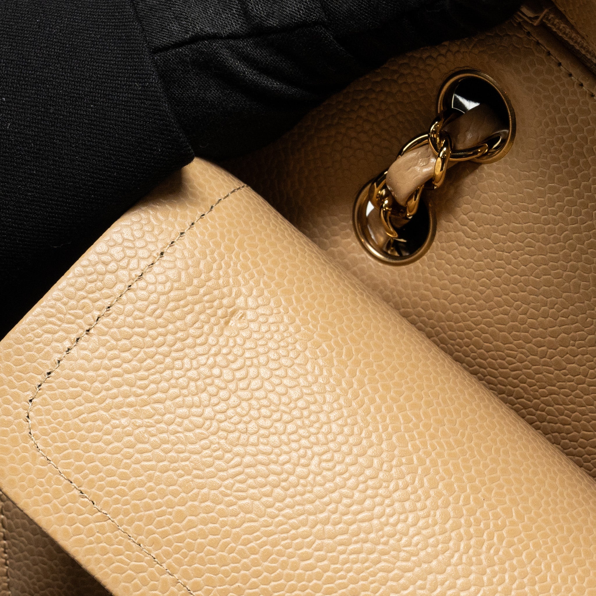 Chanel Medium Classic Double Flap Bag Caviar Beige  (Microchip)