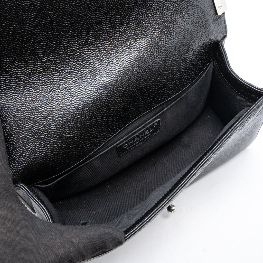 Chanel Medium Boy Bag Chevron Caviar Black