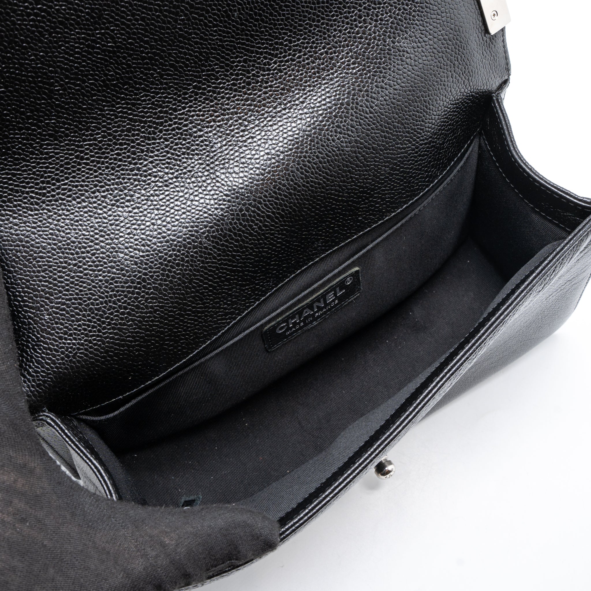 Chanel Medium Boy Bag Chevron Caviar Black