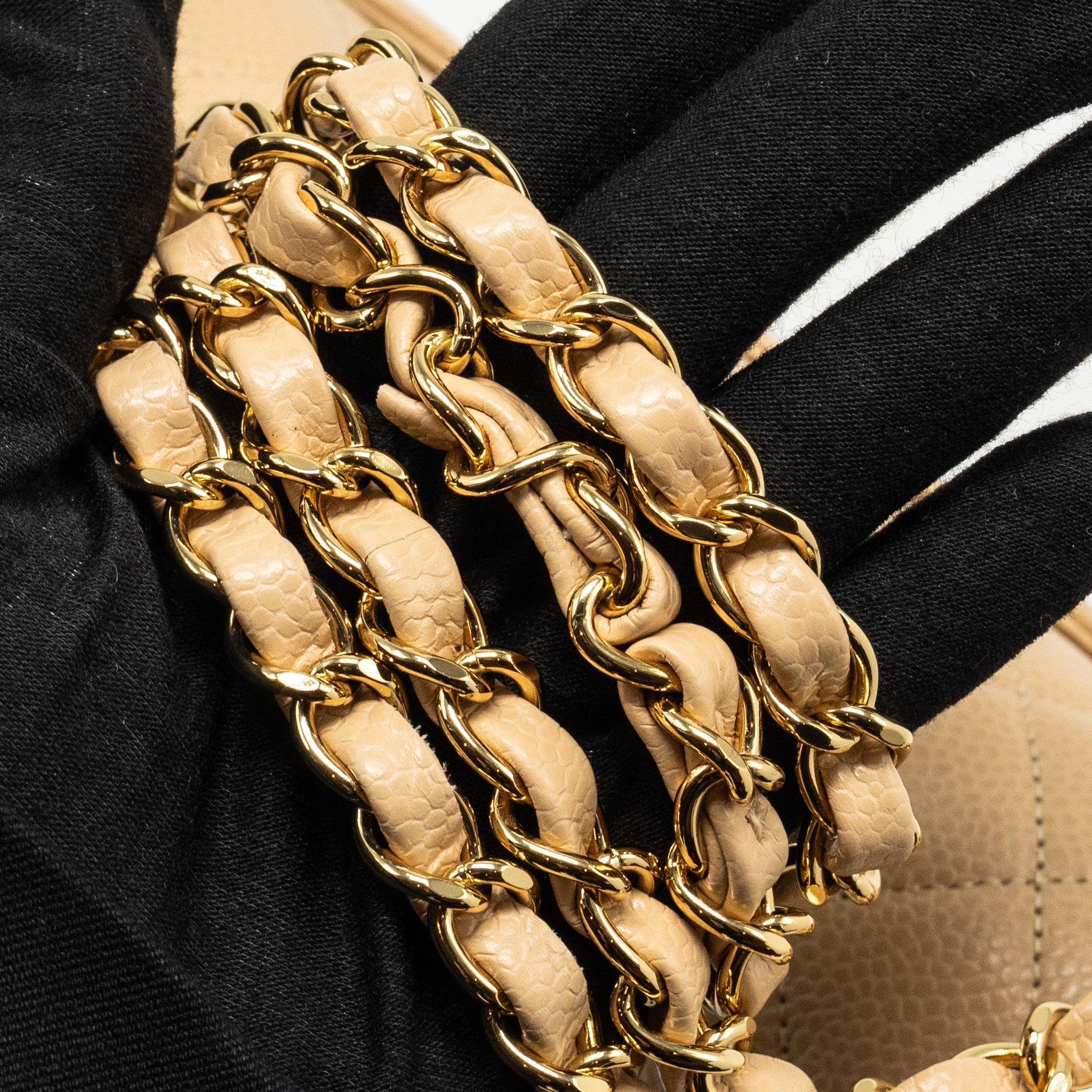 Chanel Medium Classic Double Flap Bag Caviar Beige  (Microchip)