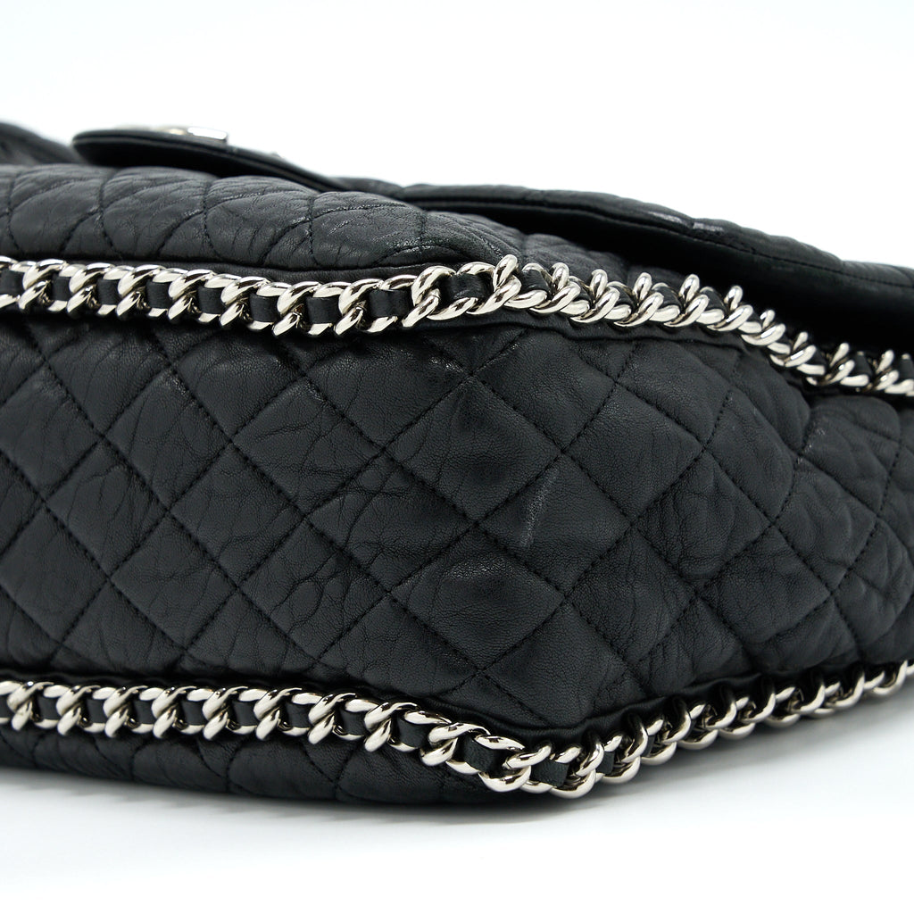 Chanel Quilted Chain Around MAXI Flap Bag Lambskin Black
