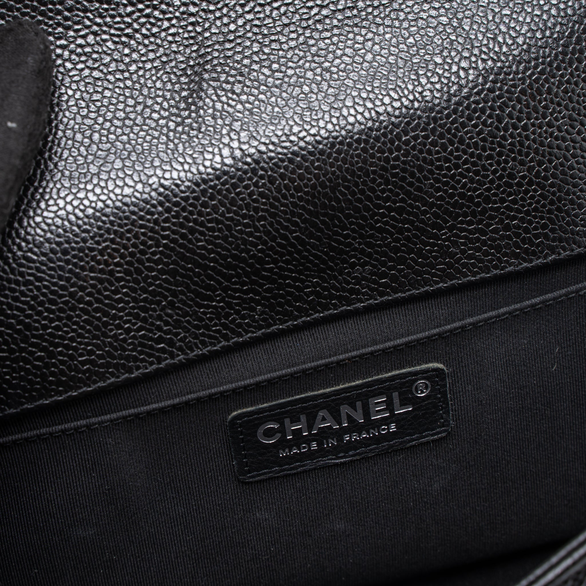Chanel Medium Boy Bag Chevron Caviar Black