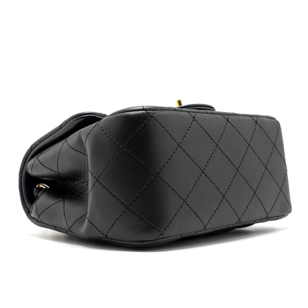 chanel mini square flap bag lambskin black