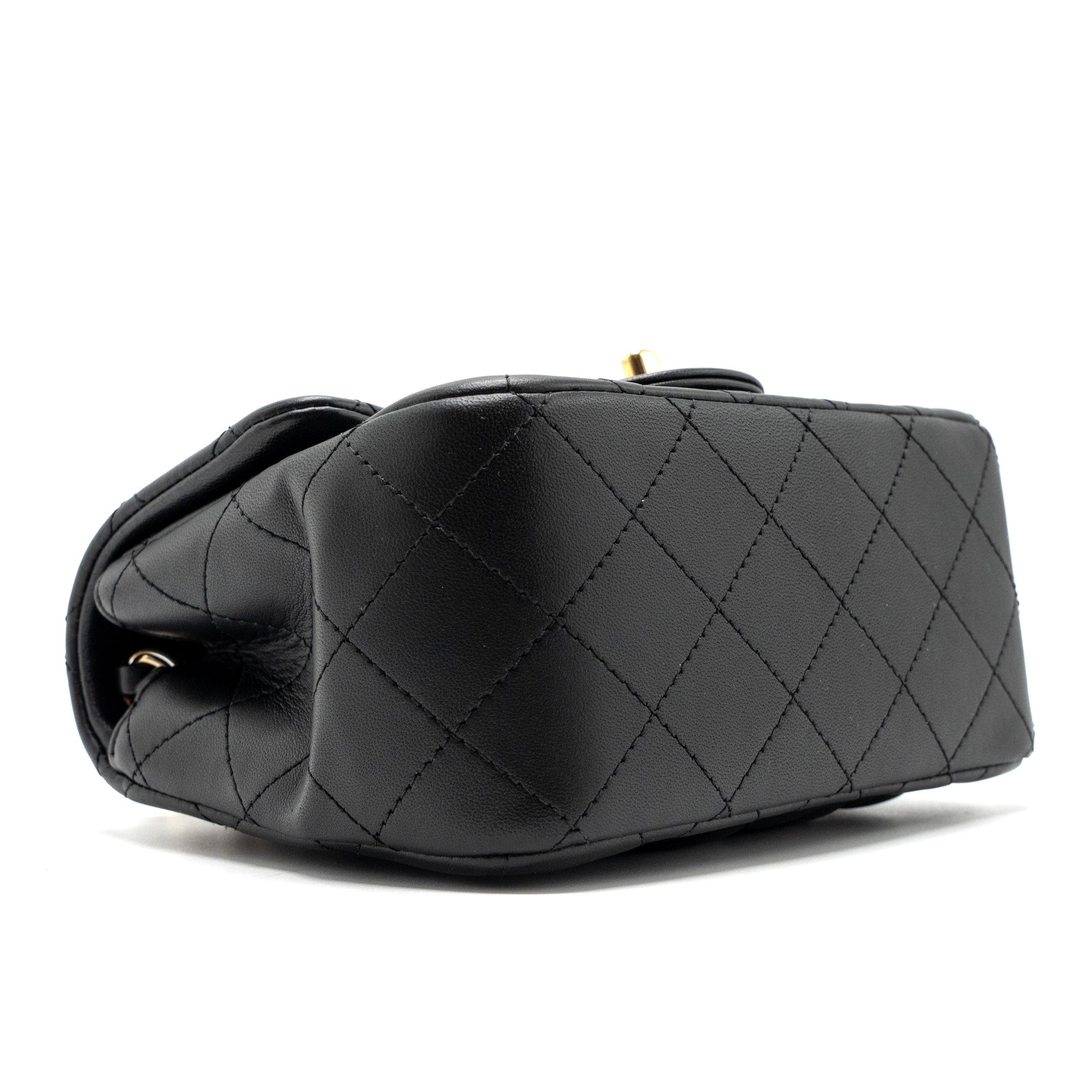 chanel mini square flap bag lambskin black