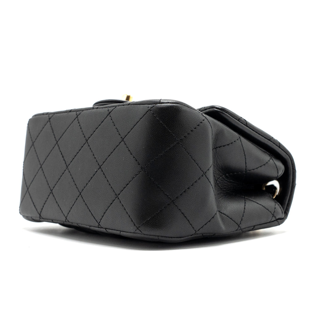 chanel mini square flap bag lambskin black