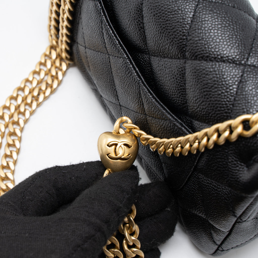 Chanel 23P Mini Coco Love Flap Bag Caviar Black  (Microchip)