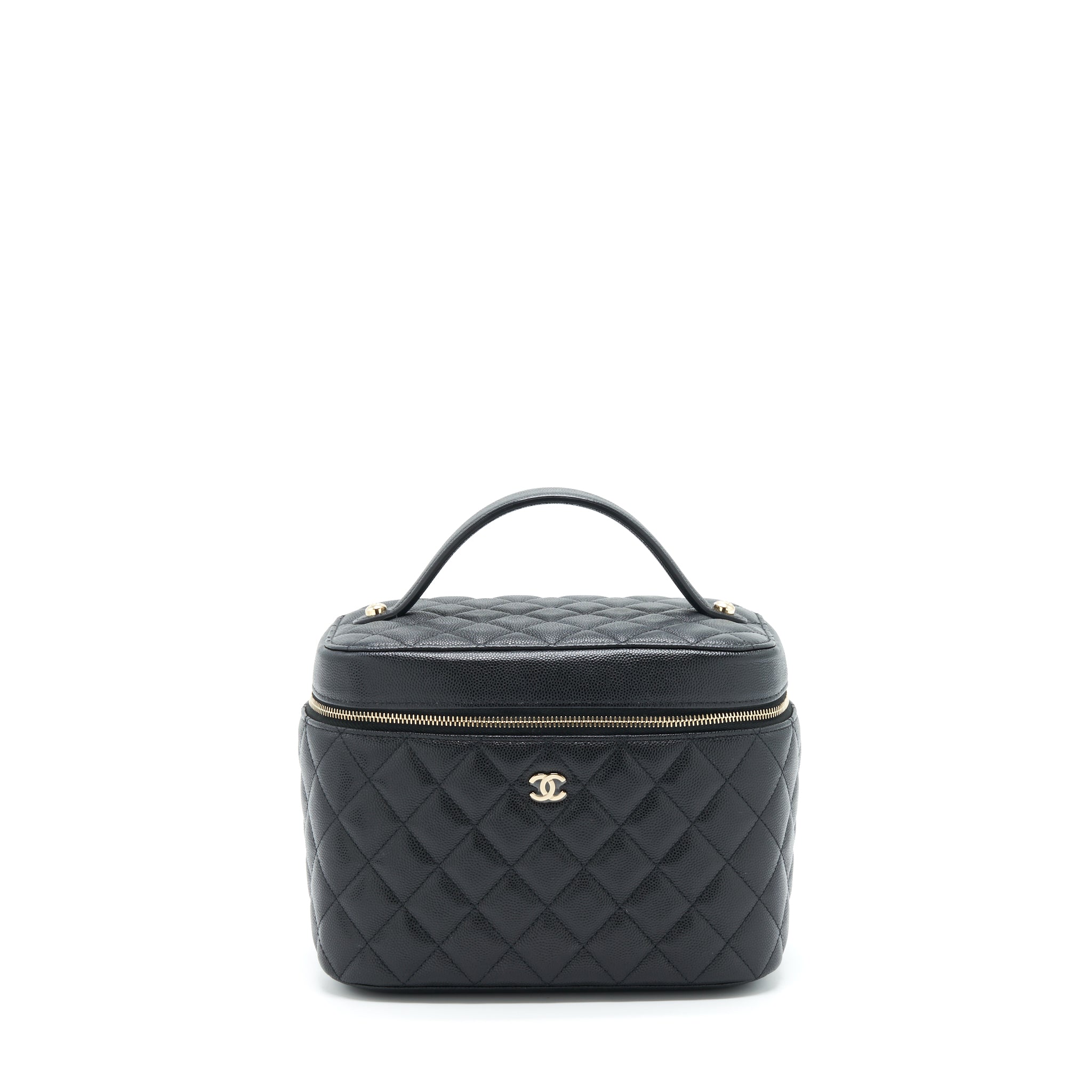 Chanel Top Handle Vanity Case Caviar Black L