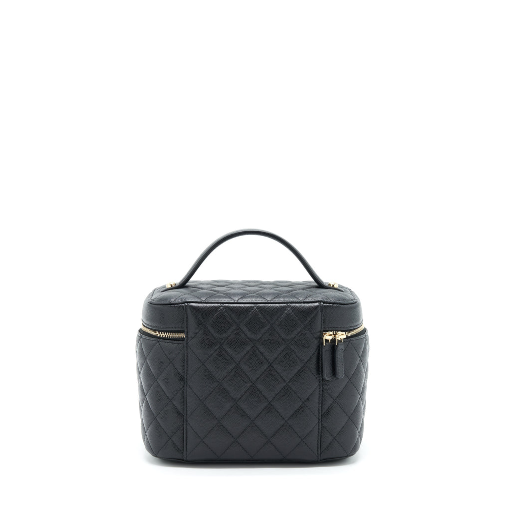 Chanel Top Handle Vanity Case Caviar Black L