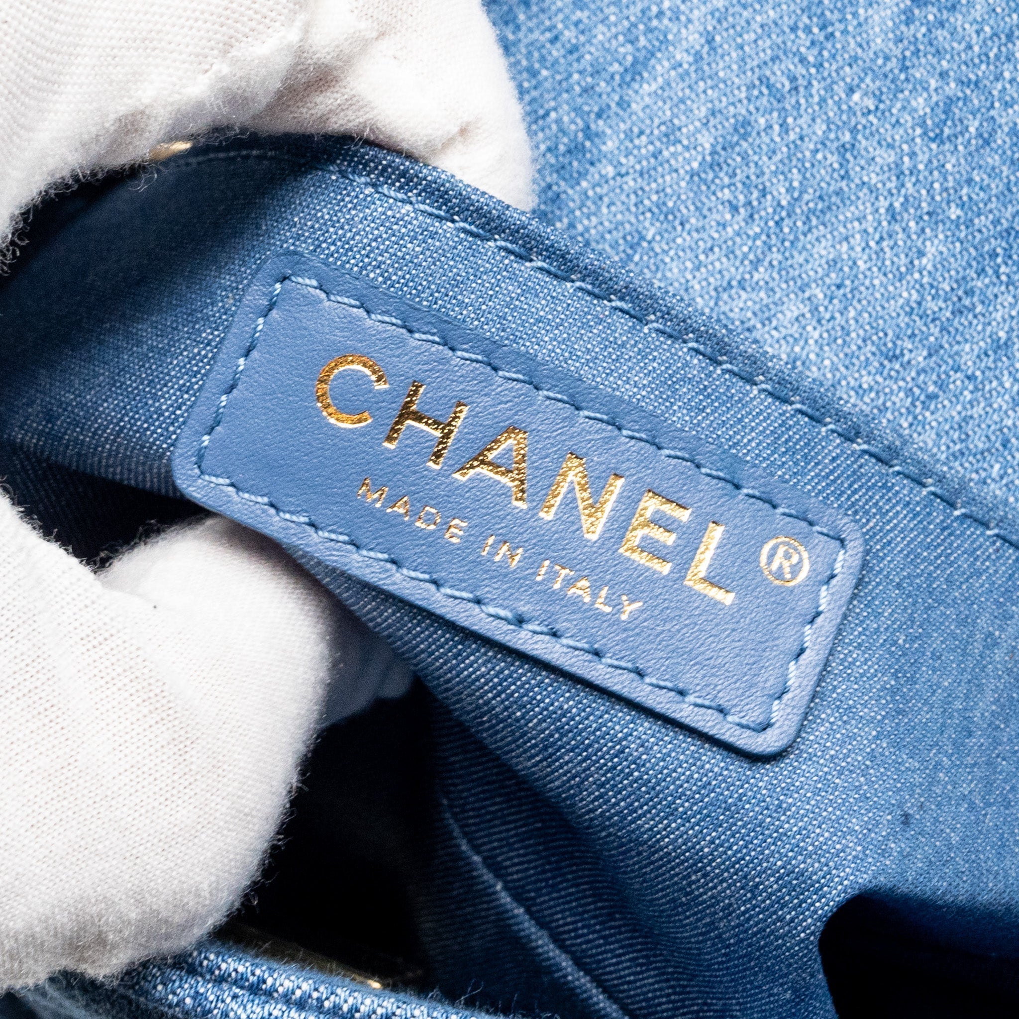 Chanel pearl crush mini square flap bag denim blue  (microchip)