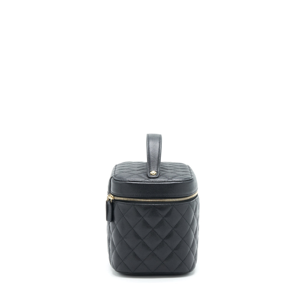 Chanel Top Handle Vanity Case Caviar Black L