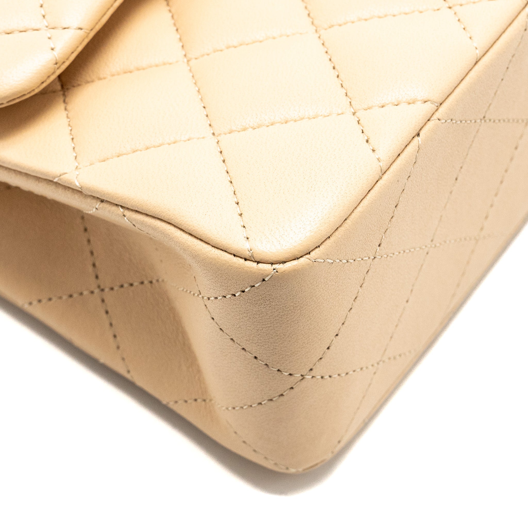 Chanel Small Classic Double Flap Bag Lambskin Beige  (Microchip)