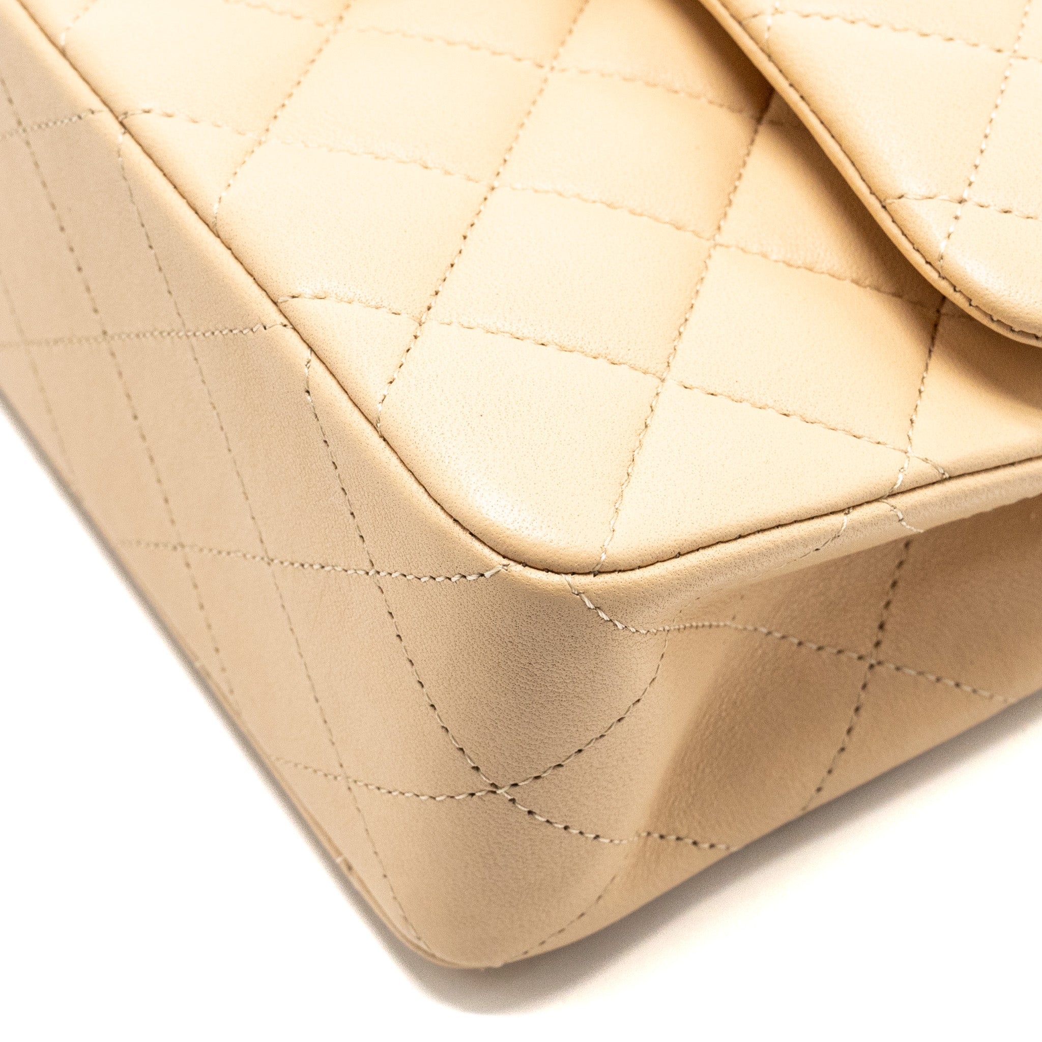 Chanel Small Classic Double Flap Bag Lambskin Beige  (Microchip)