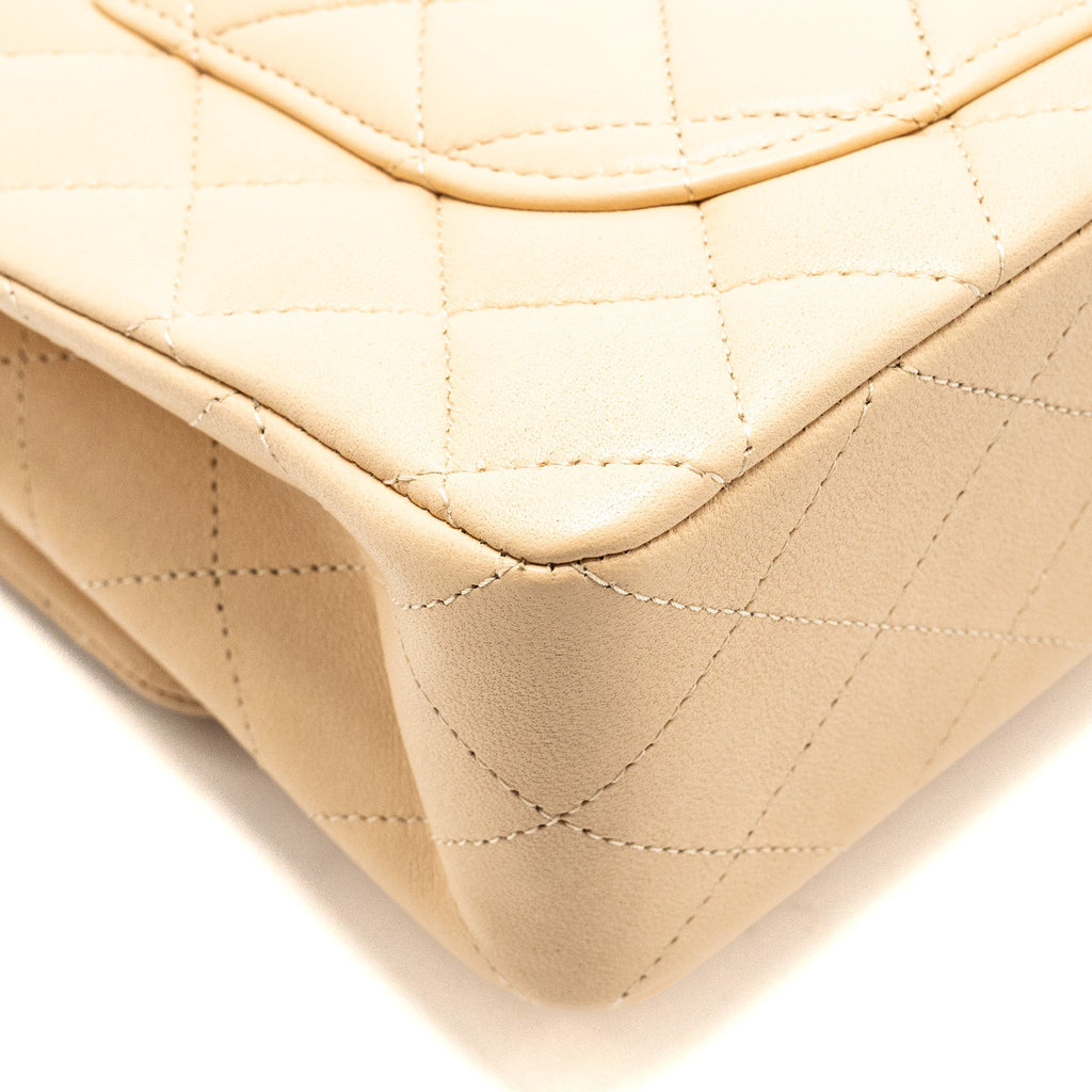 Chanel Small Classic Double Flap Bag Lambskin Beige  (Microchip)