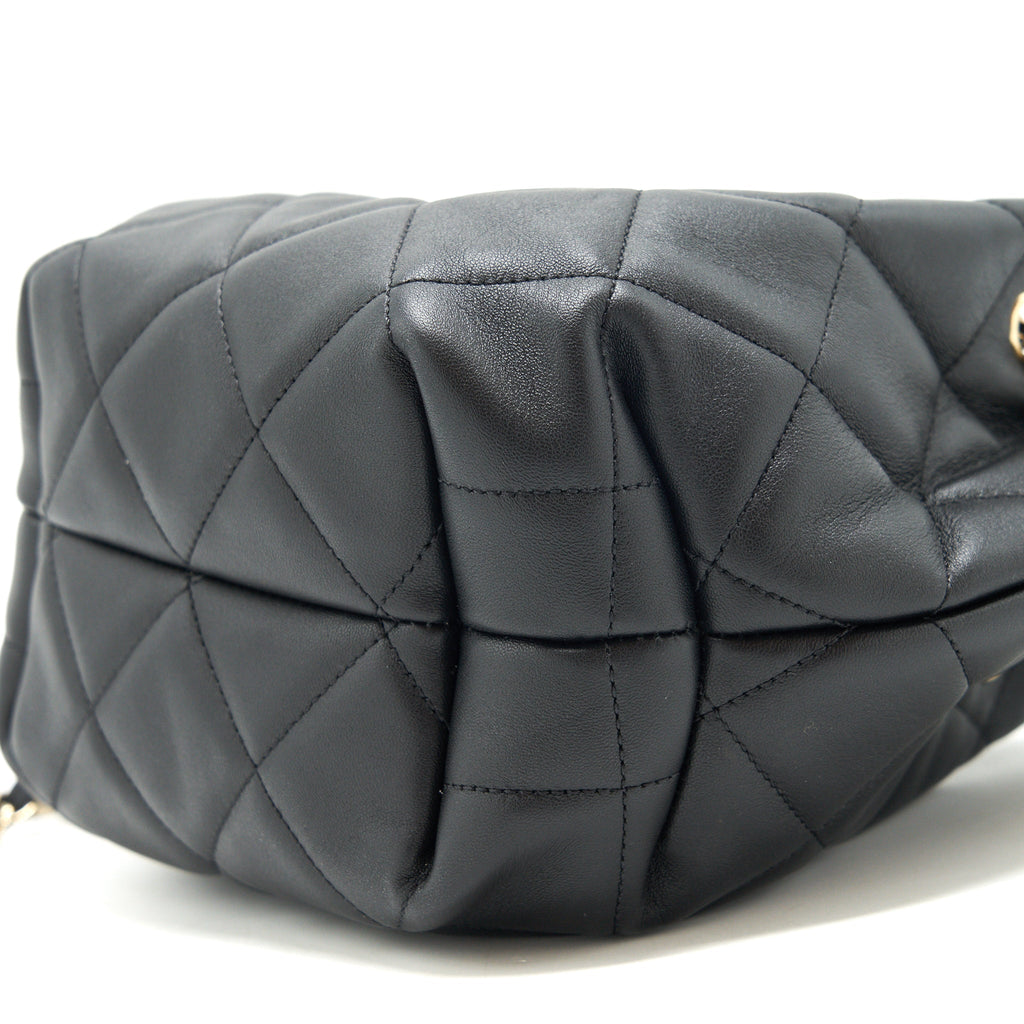 Chanel drawstring Bucket bag Quilted Lambskin Black L