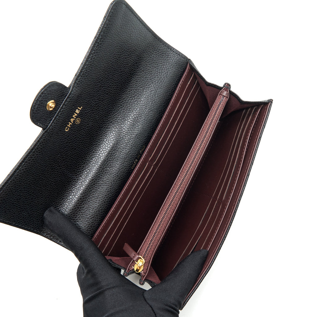 Chanel Classic Flap Long Wallet Caviar Black
