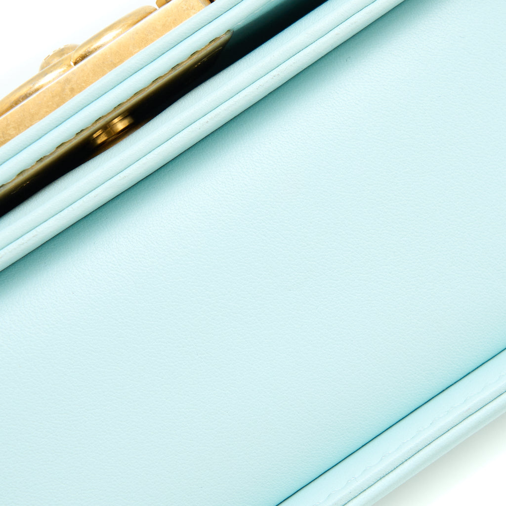 Chanel Small Boy Bag Chevron Calfskin Light Blue/Multicolour Brushed