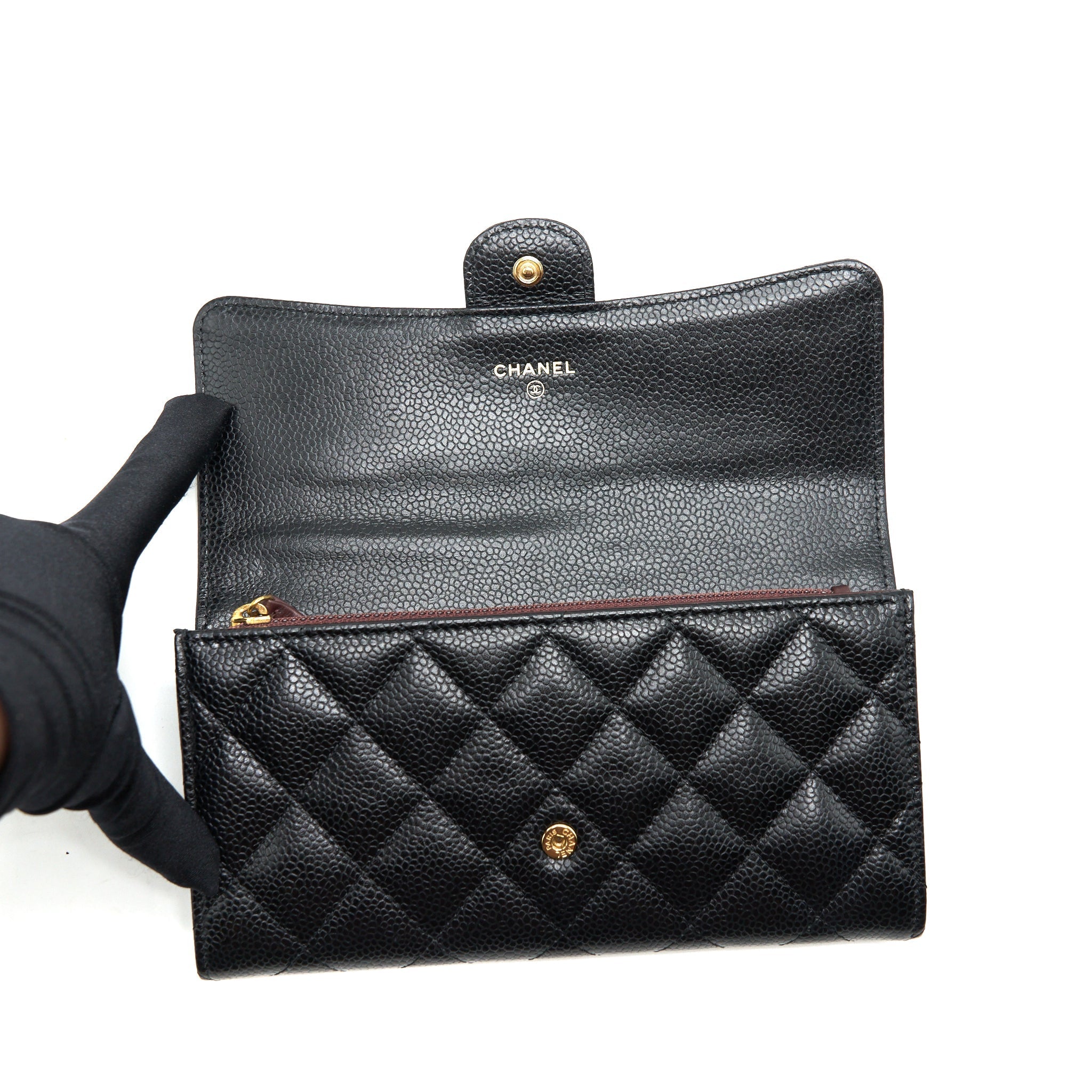 Chanel Classic Flap Long Wallet Caviar Black
