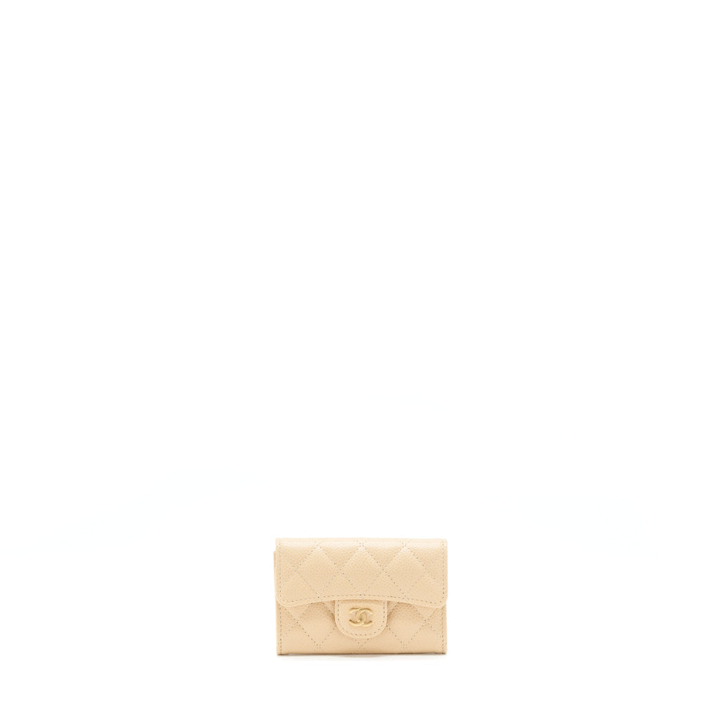 Chanel Classic Mini Flap Cardholder Caviar Beige