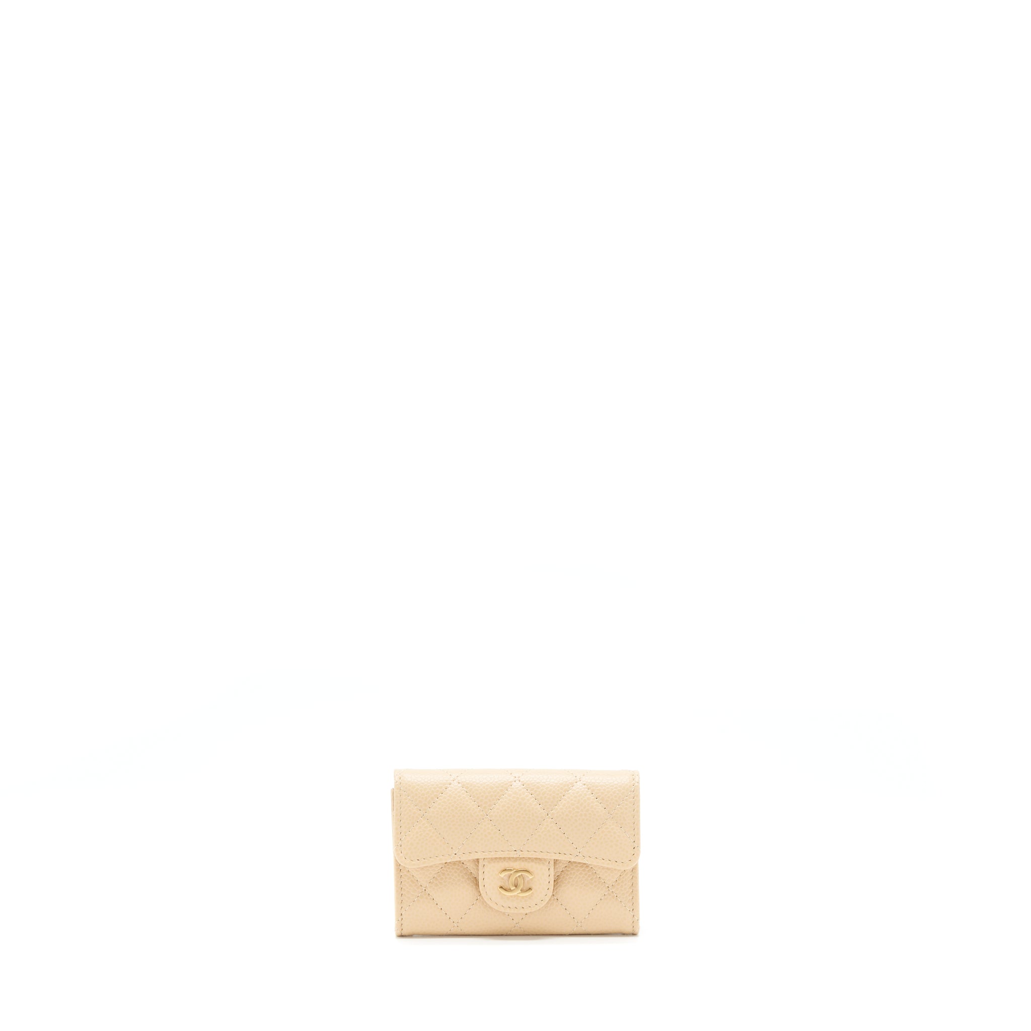 Chanel Classic Mini Flap Cardholder Caviar Beige