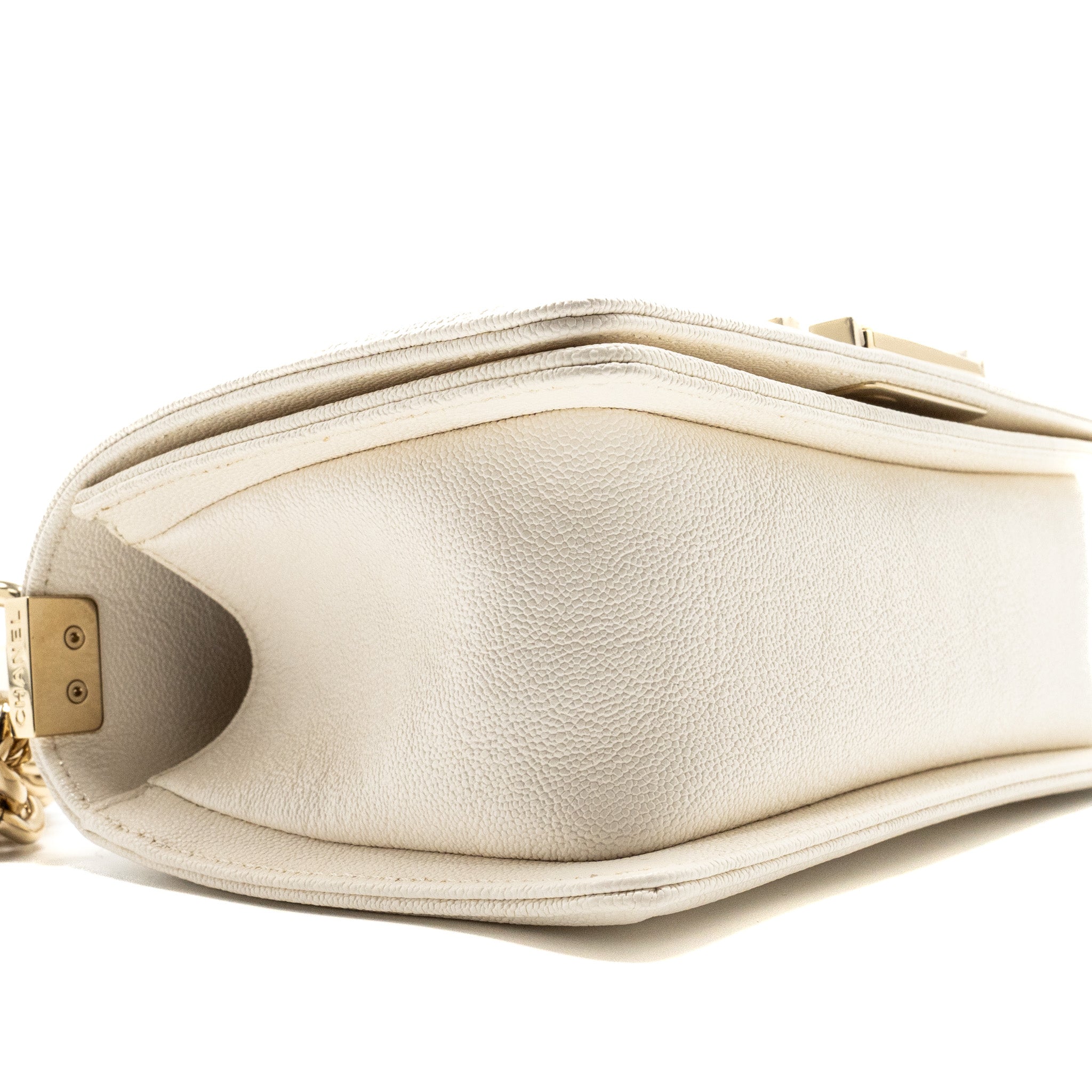 Chanel Small Boy Bag caviar white L