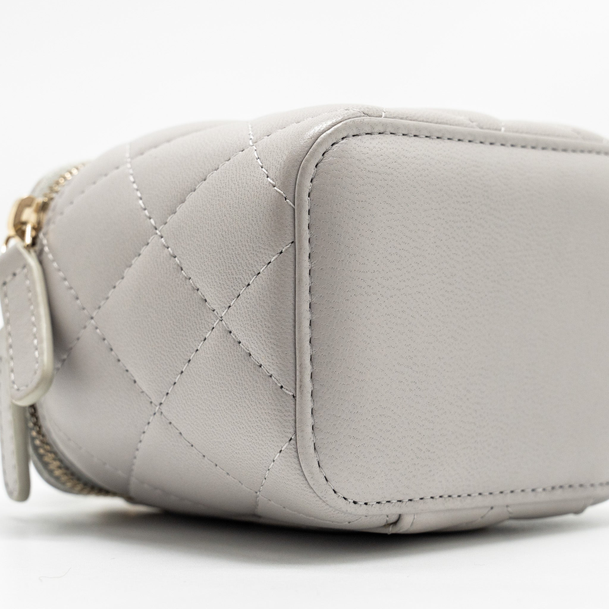 Chanel Top Handle Mini Vanity Case Lambskin Light Grey