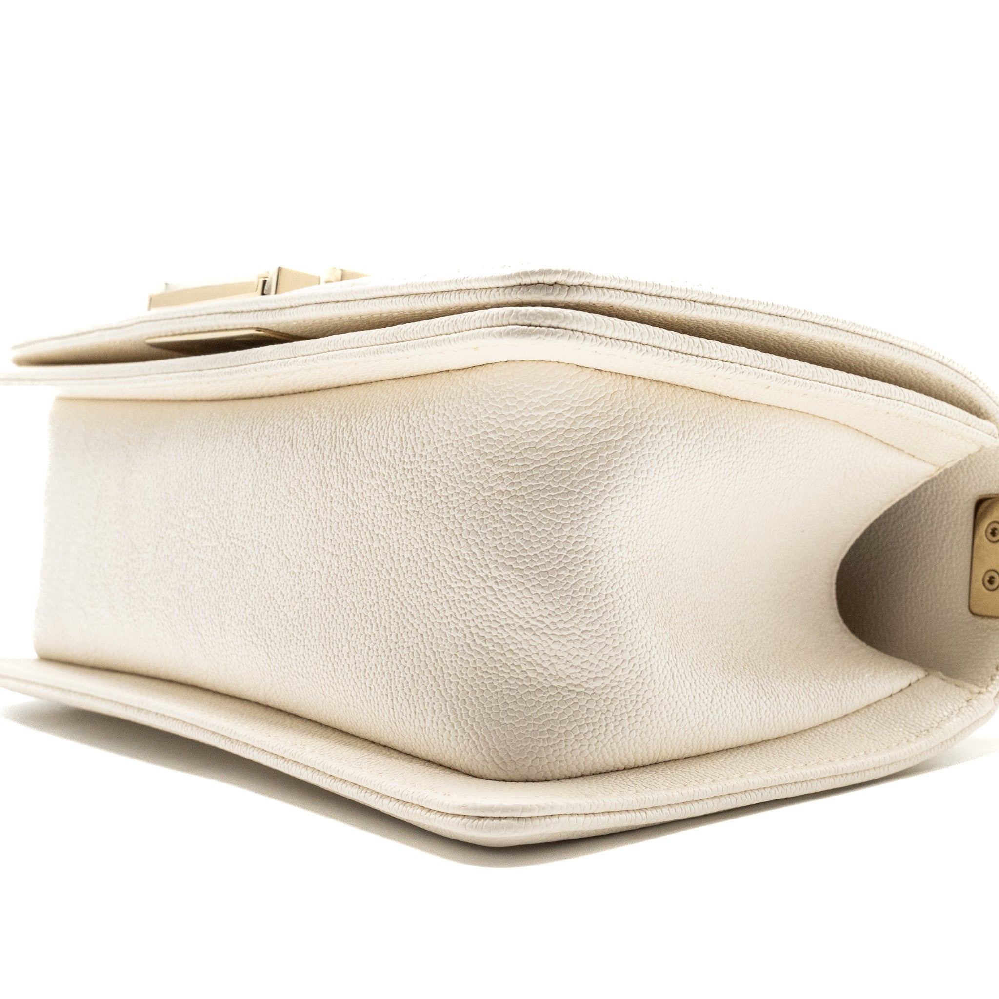 Chanel Small Boy Bag caviar white L