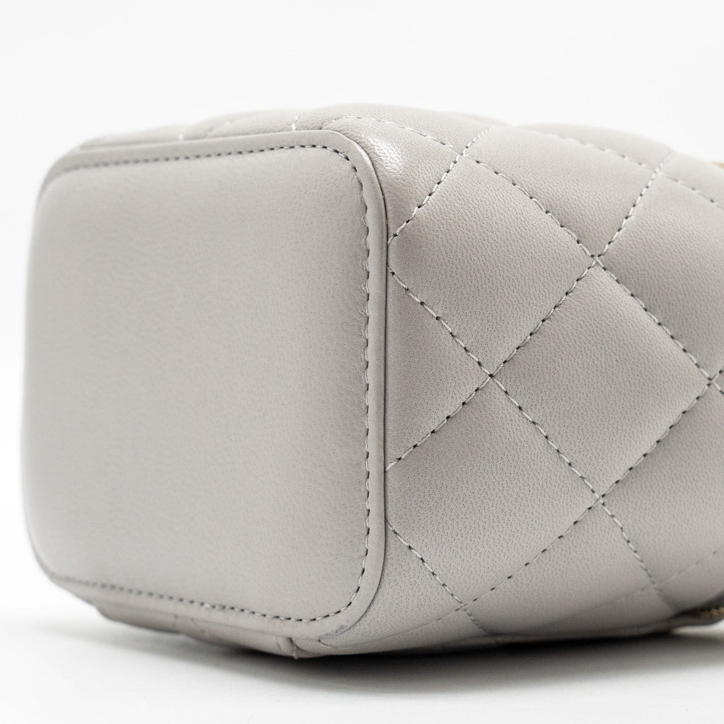 Chanel Top Handle Mini Vanity Case Lambskin Light Grey