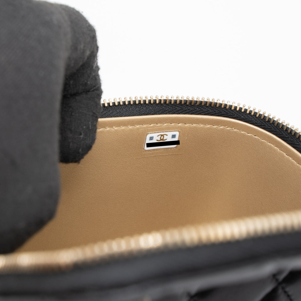 Chanel 23C Pearl Crush Long Vanity Lambskin Black Brushed  (Microchip)