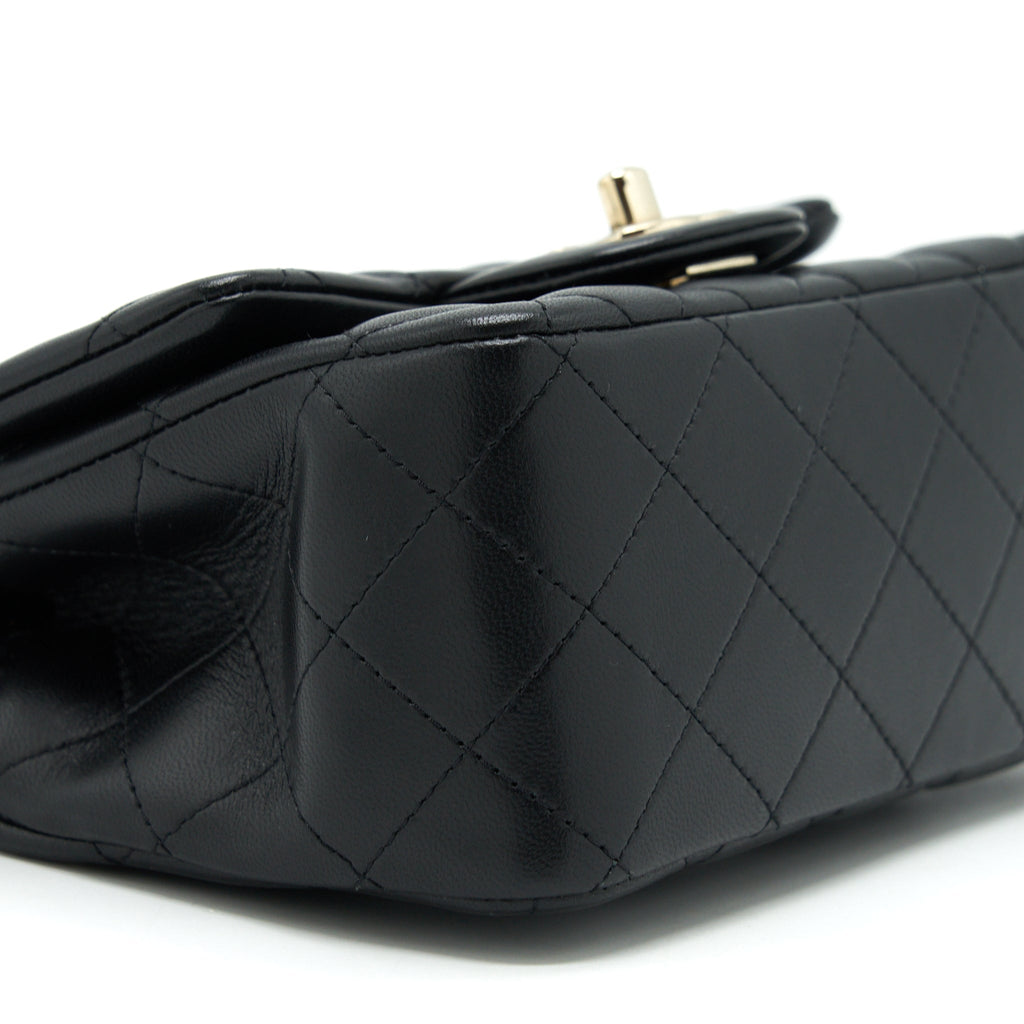 Chanel Mini Square Flap Bag Lambskin Black L