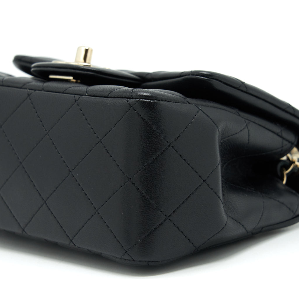 Chanel Mini Square Flap Bag Lambskin Black L
