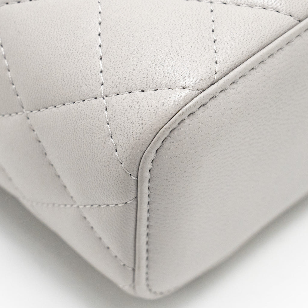 Chanel Top Handle Mini Vanity Case Lambskin Light Grey