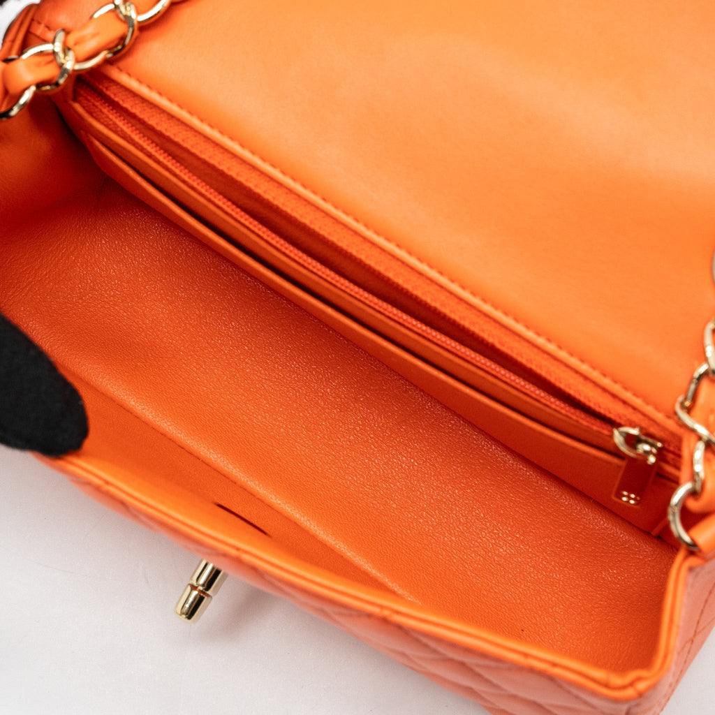 Chanel Mini Rectangular Flap Bag Lambskin Orange