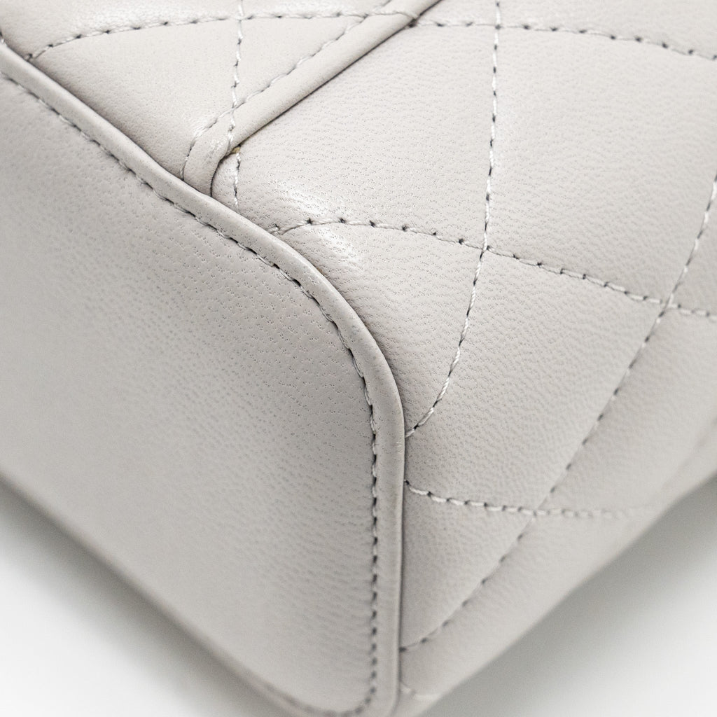 Chanel Top Handle Mini Vanity Case Lambskin Light Grey