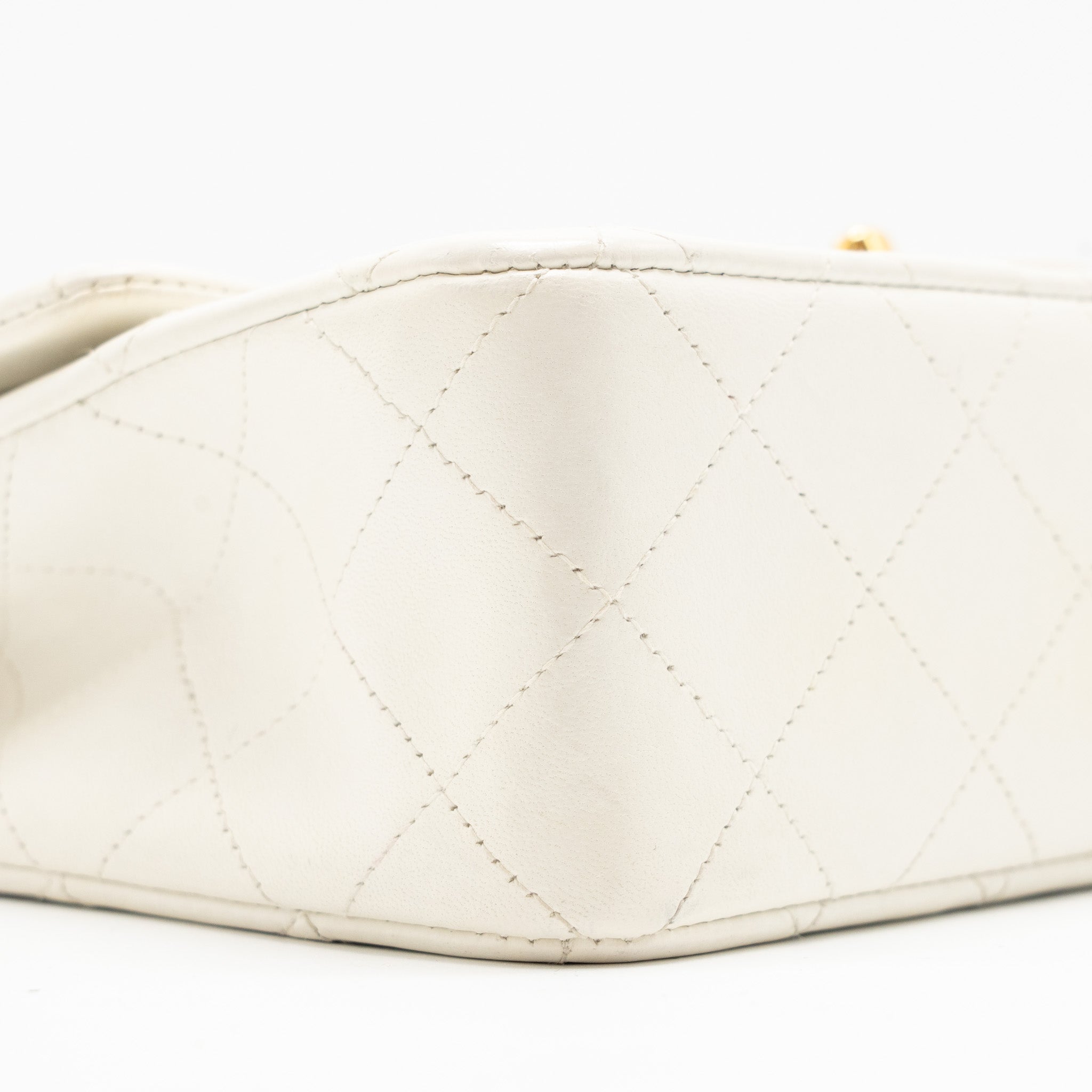 Chanel Vintage Small Classic Double Flap Bag Lambskin White