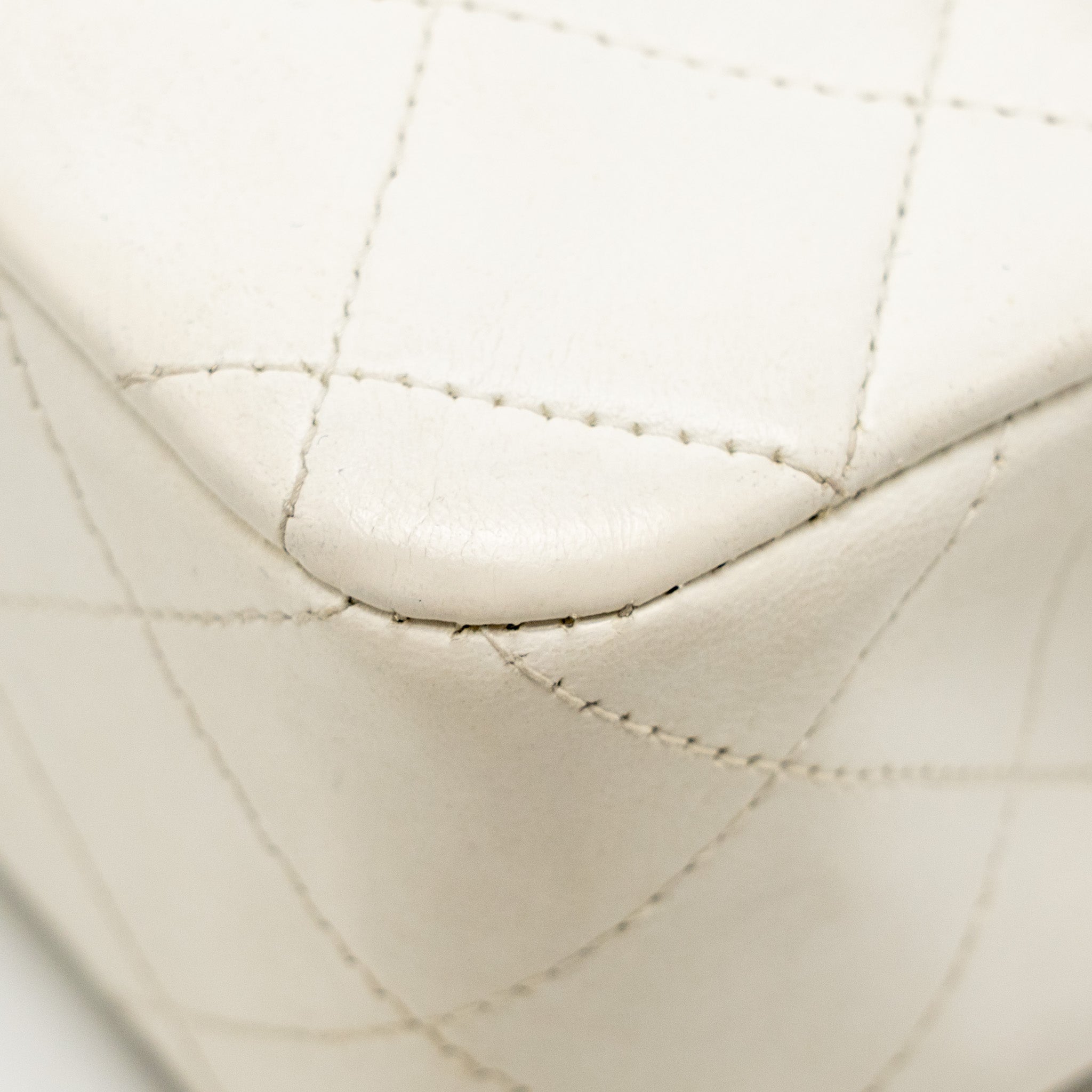 Chanel Vintage Small Classic Double Flap Bag Lambskin White