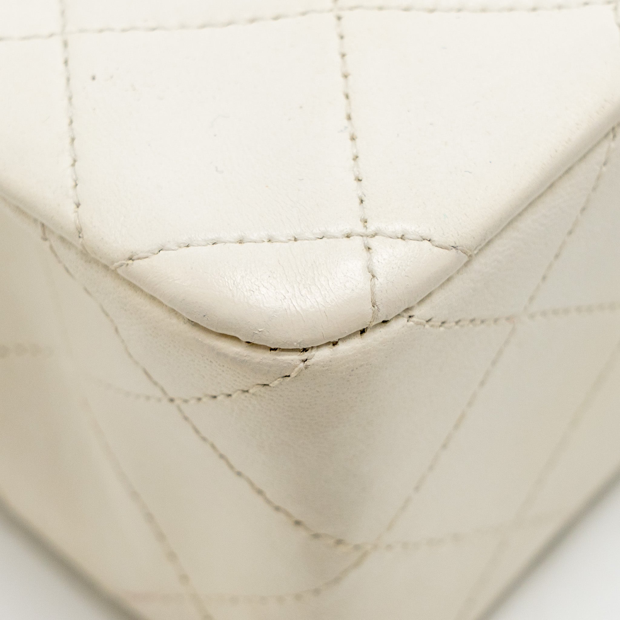 Chanel Vintage Small Classic Double Flap Bag Lambskin White