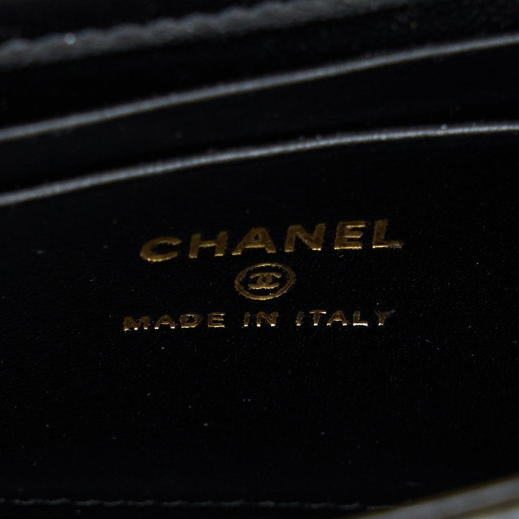 Chanel 22B Flap Bag With Enamel Top Handle Lambskin Black