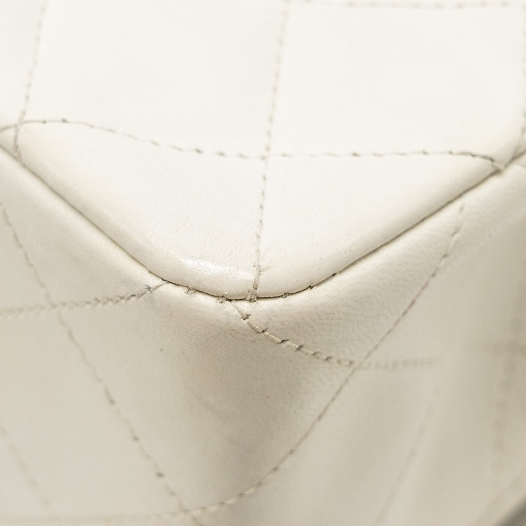 Chanel Vintage Small Classic Double Flap Bag Lambskin White