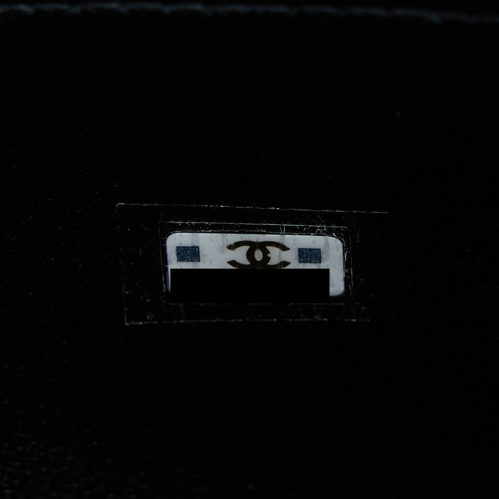 Chanel 22B Flap Bag With Enamel Top Handle Lambskin Black