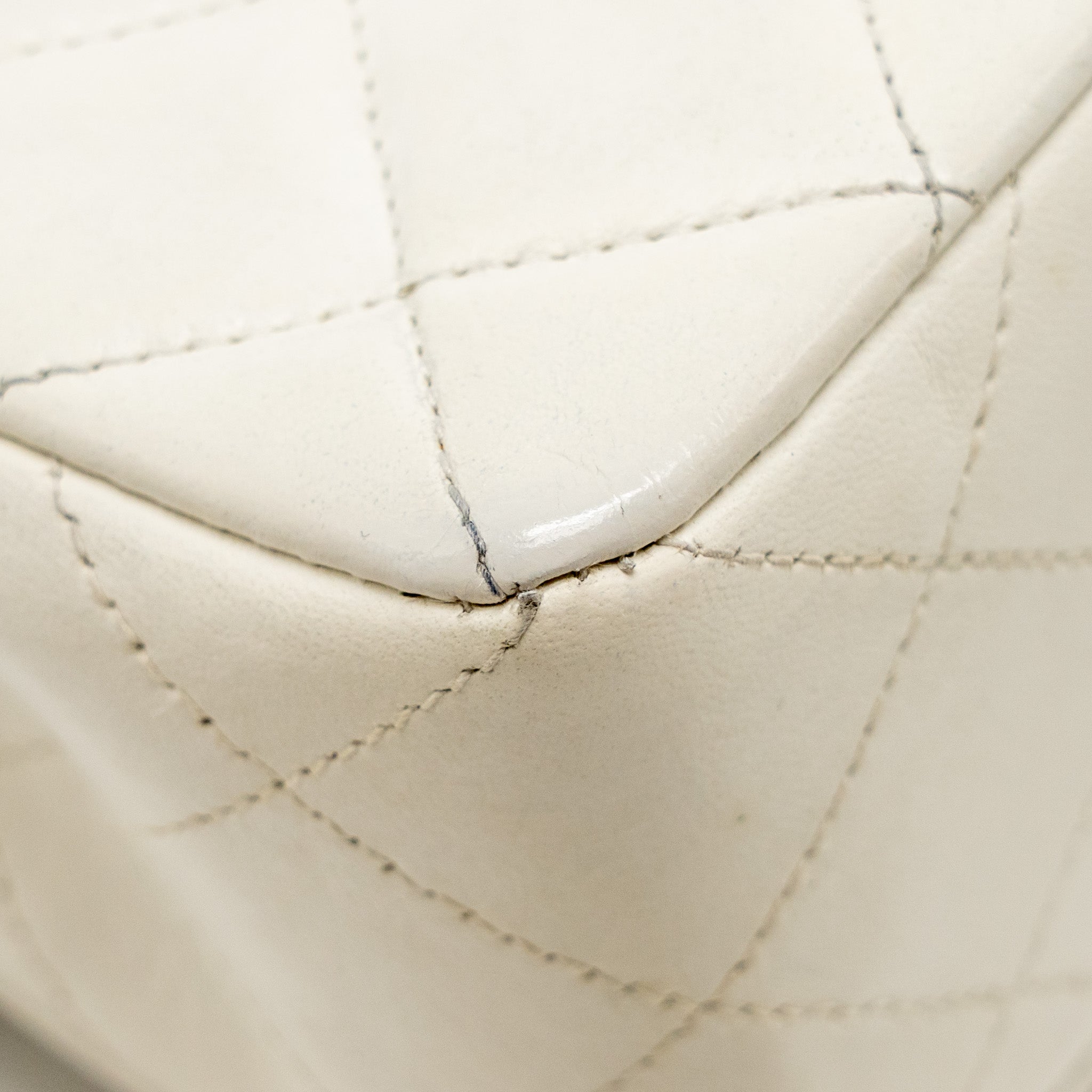 Chanel Vintage Small Classic Double Flap Bag Lambskin White