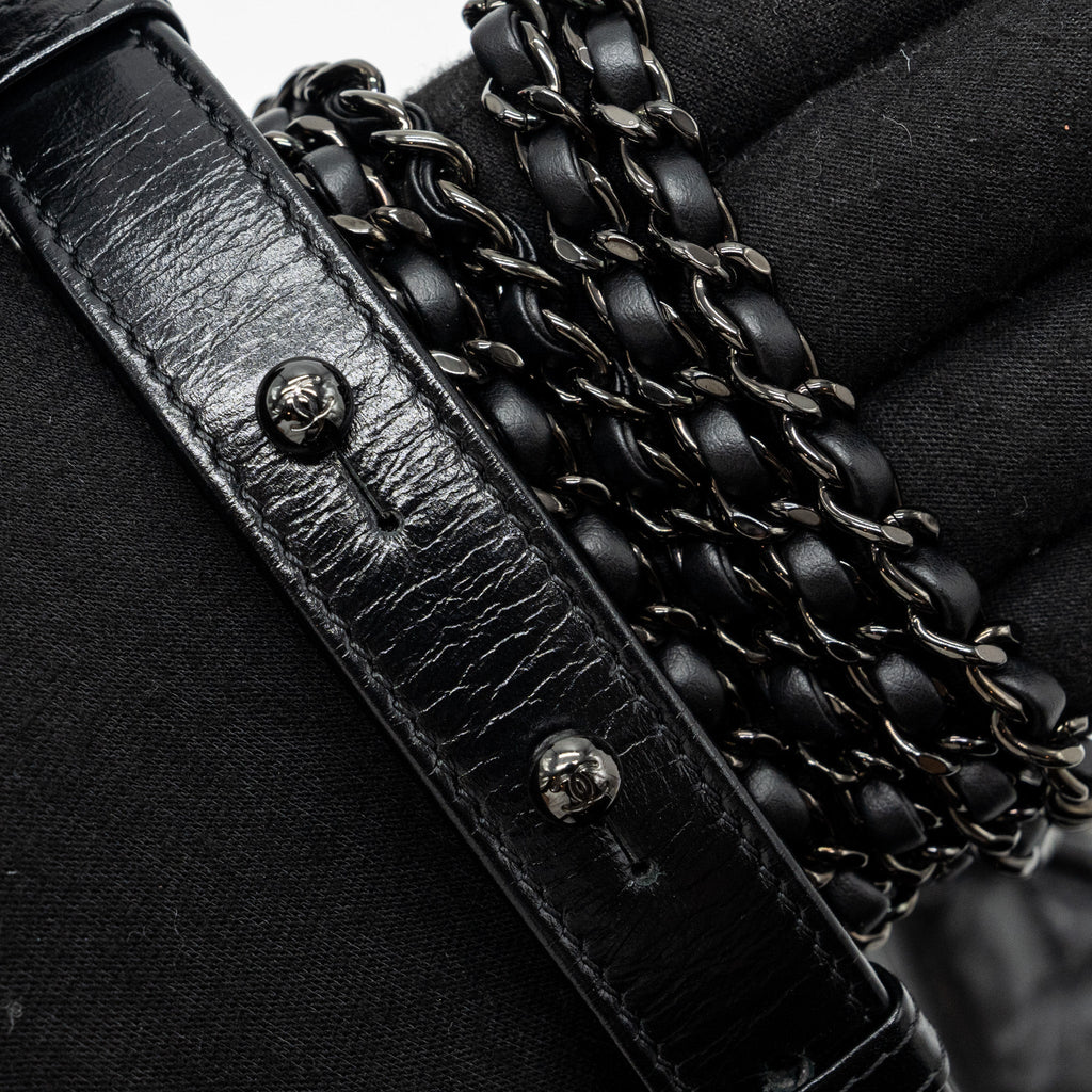 Chanel Small Gabrielle Hobo Bag Chevron Aged Calfskin So Black
